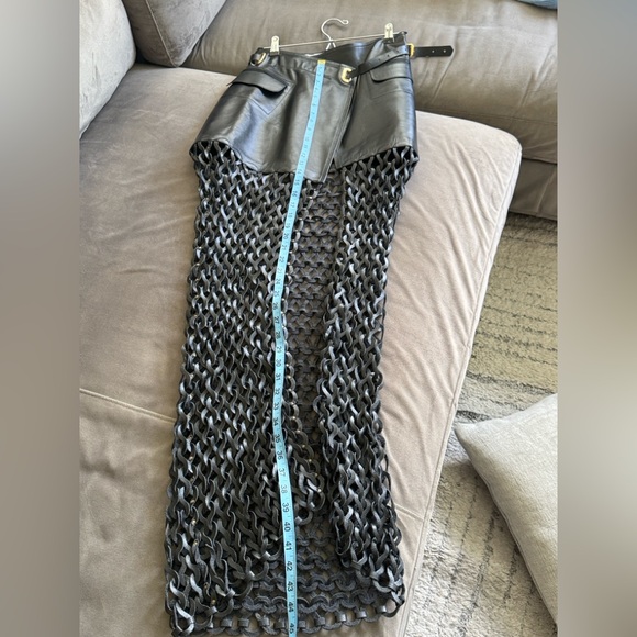 NonChalant Black Leather Mesh Skirt maxi - Picture 6 of 9